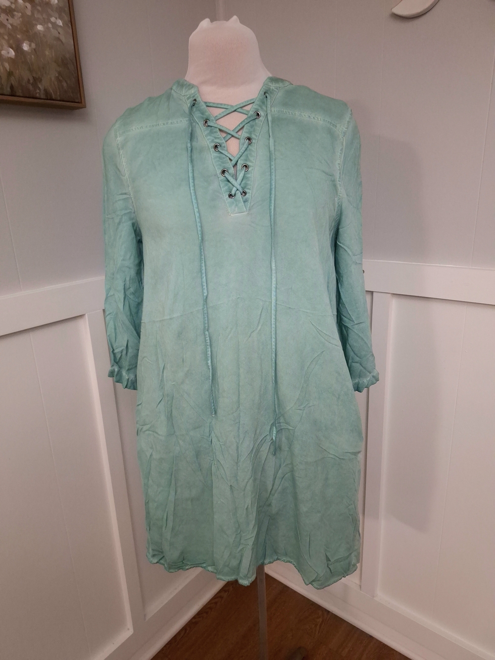 entro Mint Green Lace-Up Midi Dress Size S